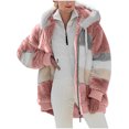 thumbnail image 2 of UPPADA Winter Coats for Women Warm Thick Padded Plush Jackets Color Block Zipper Hooded Outerwear Oversized Baggy Pea Coats, 2 of 6