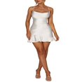 thumbnail image 3 of PENGXIANG Women‘s Bodycon Mini Dress Strappy Backless Ruffle Hem Cocktail Dress, 3 of 6