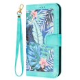 thumbnail image 2 of Leather For Samsung Galaxy S20 FE 5G 6.5-inch Floral  Printed Wallet Case, With Card Holder,Wristband,Magnetic Clasp Kickstand Folio Cover,Green,For Galaxy S20 FE 5G, 2 of 8