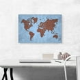 thumbnail image 3 of ARTCANVAS Baby Blue Brown World Map Globe Canvas Art Print - Size: 26" x 18" (1.50" Deep), 3 of 9