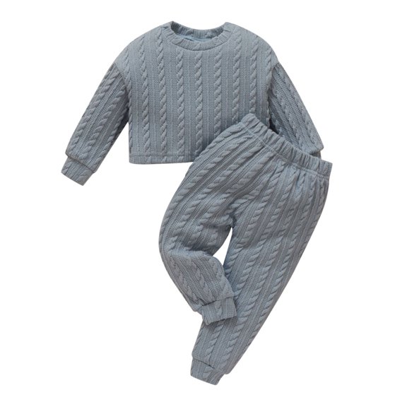 Sngxgn Boys' 2-Piece Pullover Sweater and Pants Set(Blue,90)
