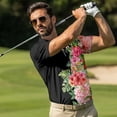 thumbnail image 4 of Uorisanigo Hawaiian Floral Couples' Outfits Men's Golf Shirt 1/4 Zip Quick-Dry Short Sleeve Sleeveless Collared Golf T Shirt Women's Golf Dress with Built-In Pocketed Shorts Workout Dresses, 4 of 8
