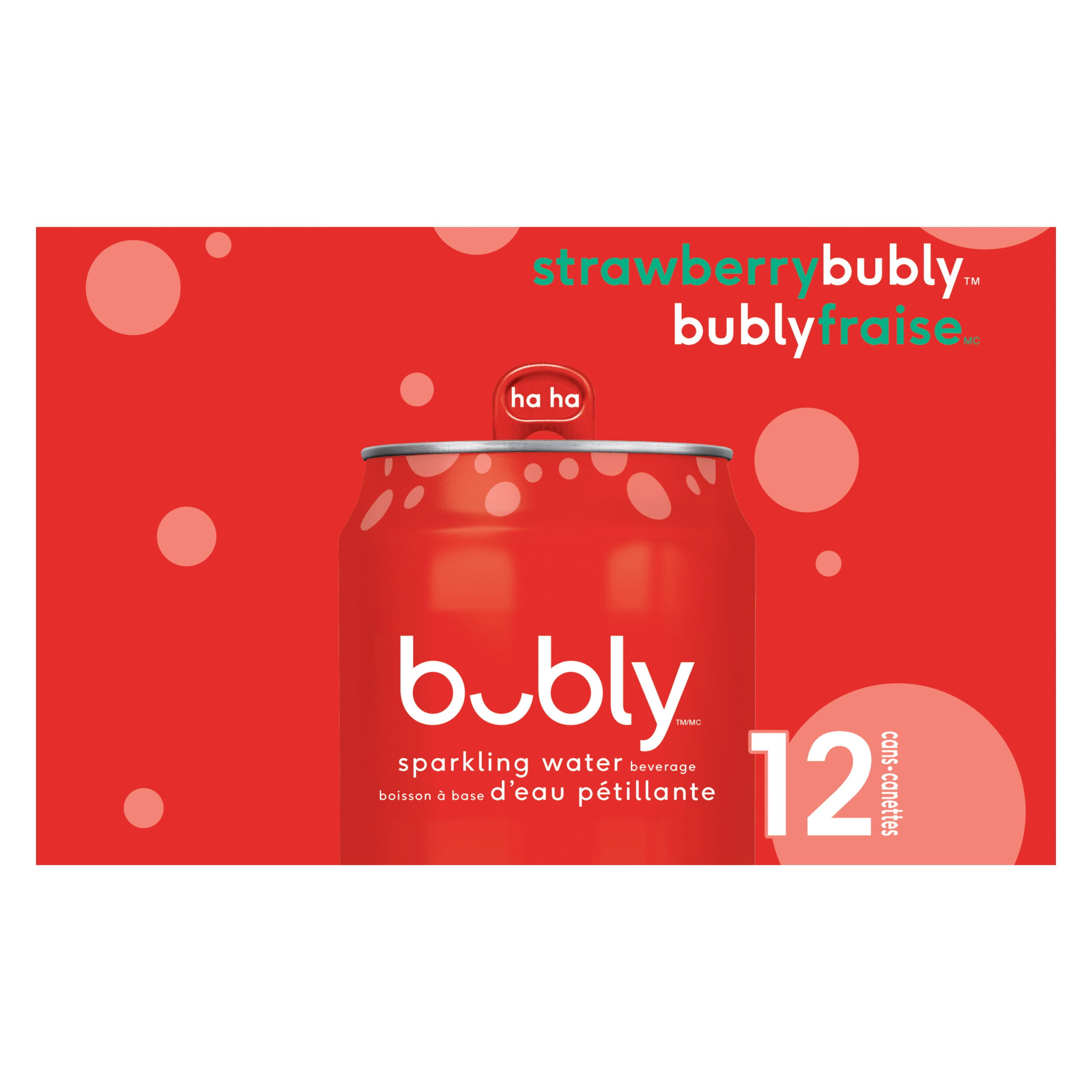 Bubly™ Eau Pétillante Saveur Fraise 12 x355 mL, Canettes