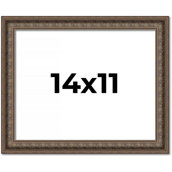 14x11 Ornate Brown Real Wood Picture Frame Width 1.5 Inches | Interior Frame Depth 0.5 Inches |