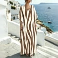 thumbnail image 6 of Dvprdro Womens Casual Beach Maxi Dress V Neck 3/4 Sleeve Moire Print Side Slit Loose A Line Flowy Bohemian, 6 of 8