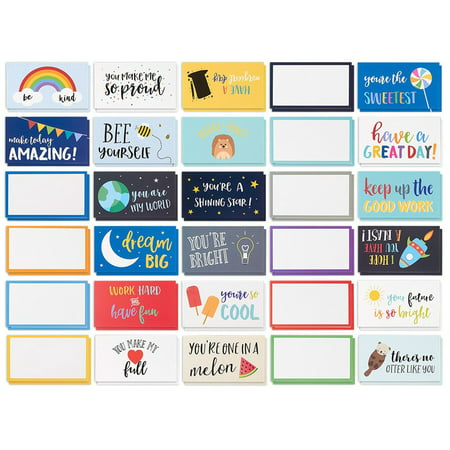Best Paper Greetings Pack of 60 Lunch Box Notes - Colorful Inspirational and Motivational Cards for Kids, 2 x 3.5