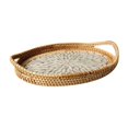 thumbnail image 1 of Hand Woven Rattan Basket Fruit Storage Lunch Serving Tray Snacks Coffee Trays Organizer Plate, A, 1 of 5