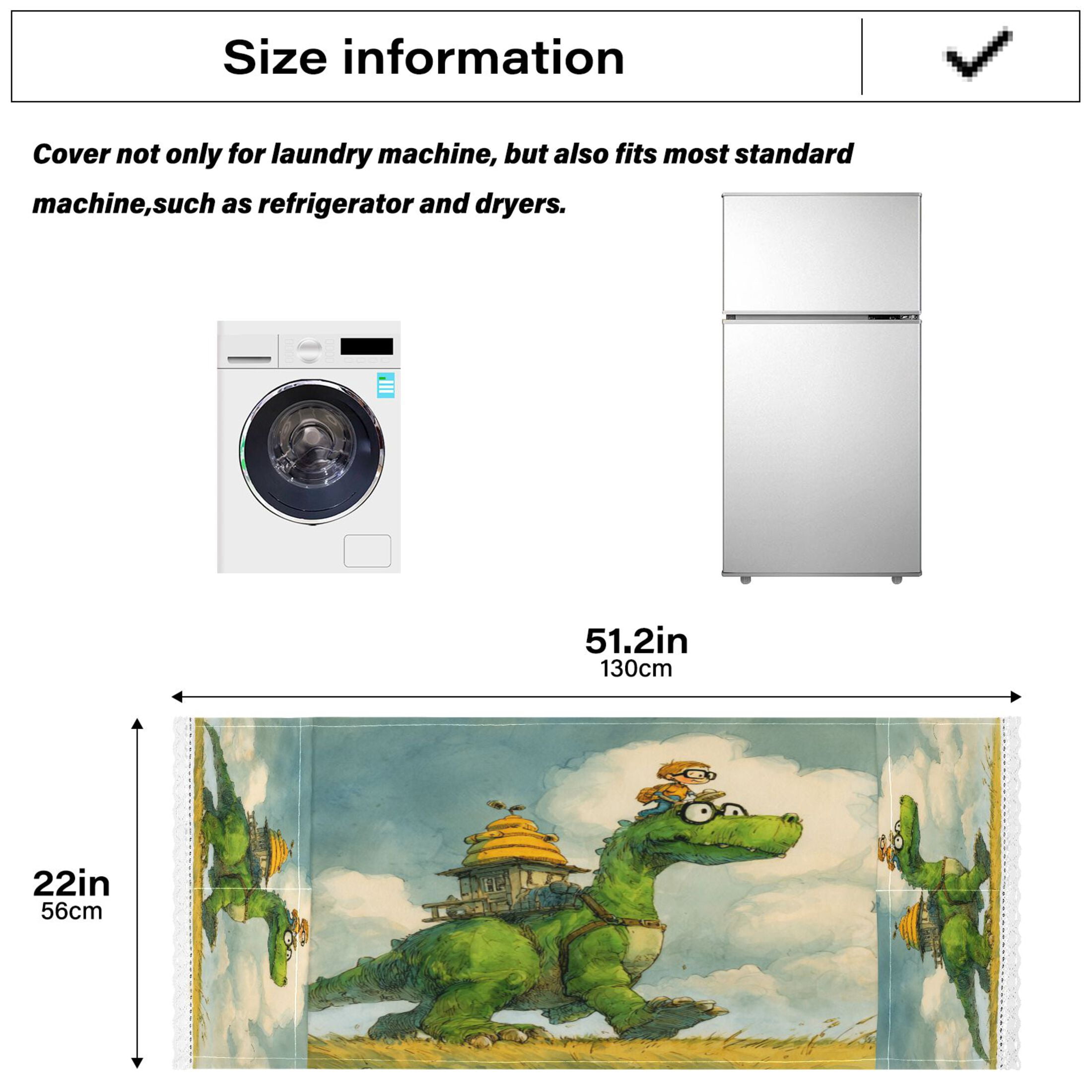 Wobogo Dinosaur Cabin Washing Machine Cover Dustproof Washer Dryer Cover Waterproof Laundry Room Decorative Protector