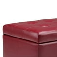 thumbnail image 4 of Cosmopolitan 34 inch Wide Storage Ottoman in Red Vegan Leather, 4 of 7