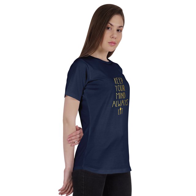 Inkmeso Haut Citation Femme Garde l'Esprit Toujours Allumé T-Shirt Imprimé Graphique