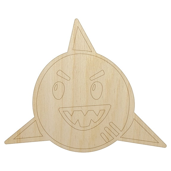 Shark Face Doodle Wood Shape Unfinished Piece Cutout Craft DIY Projects - 4.70 Inch Size - 1/8 Inch Thick