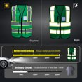 thumbnail image 3 of AYKRM Green High Vis Reflective Safety Vest for Women Men Security Pocket Zipper, 3 of 5