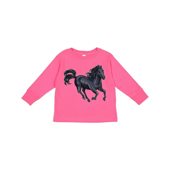 Inktastic Beautiful Galloping Black Horse Boys or Girls Long Sleeve Toddler T-Shirt