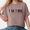 thumbnail image 2 of Towmus I'M Fine Casual Letter T-Shirt Women Funny Halloween Clothes Gift Print Graphic Tee Tops, 2 of 6