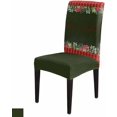 thumbnail image 4 of Chair Covers for Dining Room Set of 4,Merry Christmas Poinsettia Green Leaf Stretch Seat Protector Removable Washable Chairs Slipcovers for Kitchen Banquet Wedding Hotel,Red Floral Berry on Plaid, 4 of 6