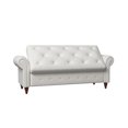 thumbnail image 3 of Pouseayar Linen Fabric Upholstered Ottomans Storage Bench Sofa, Beige, 3 of 7