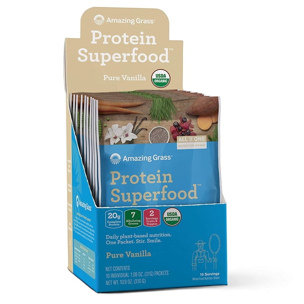 Amazing Grass Protein Superfood Organic Vegan Protein Powder, Plant Based Meal Replacement