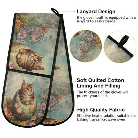 

BZSMCE Oven Mitts Floral Hatchling Creative Pattern Resistant Kitchen Gloves