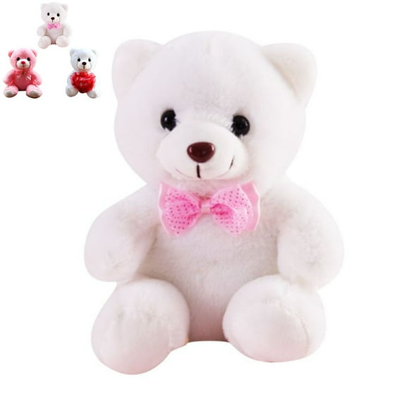 Light up White Teddy Bear LED Stuffed Animal Soft Nightlight Glow Bear Plush Toy Gifts for Kids Mom Girls Valentine's Day Birthday Christmas, 8"
