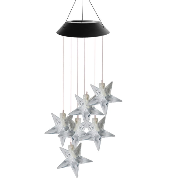 Worallymy Lámpara de carillón de viento con cambio de color de luz solar LED para exteriores luz colgante decorativa estrella Worallymy JD735801677