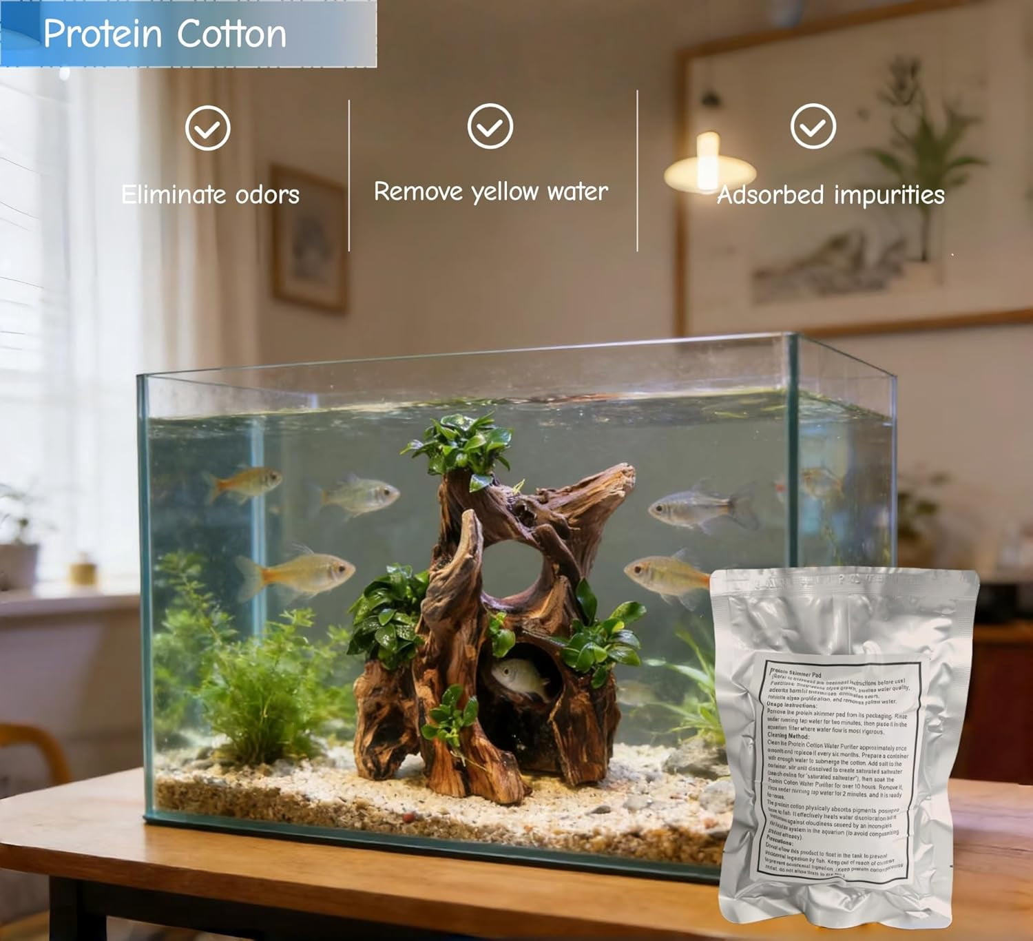Aquarium Driftwood Fish Cave for Betta Fish Shrimp Hideout,10-12" Natural Porous Driftwood for Aquascaping with Low Tannins,Reptiles Shelter Fish Tank Decoration with Protein Cotton(No need to boil)