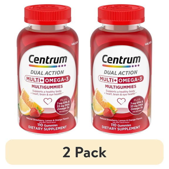(2 pack) Centrum Multigummies Adult Gummy Vitamins, Multivitamin With Vitamin B, C & E, Assorted Fruit, 110 Count