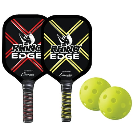Champion Sports Wooden Pickleball Paddle: Rhino Edge Wood Pickleball Paddle - Indoor/Outdoor Pickle Ball Paddles - Red/Black Racket