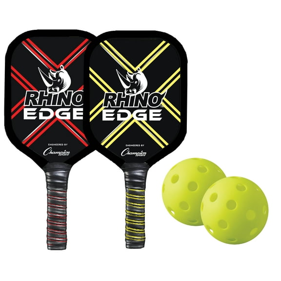 Champion Sports Wooden Pickleball Paddle: Rhino Edge Wood Pickleball Paddle - Indoor/Outdoor Pickle Ball Paddles - Red/Black Racket