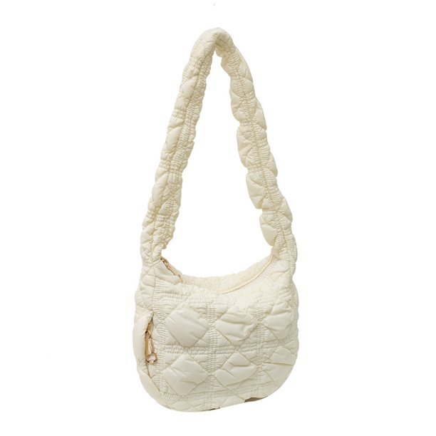 Bolso Las Axilas Las Mujeres Bolso Hombro Plisado La Nube La Nylon Bolsos (Beige)