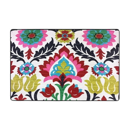 Abstract Pink Flower Texture Entryway Rug, Non-slip Absorbent Door Mat for Bathroom Kitchen Living Room Entrance, 36"x24"