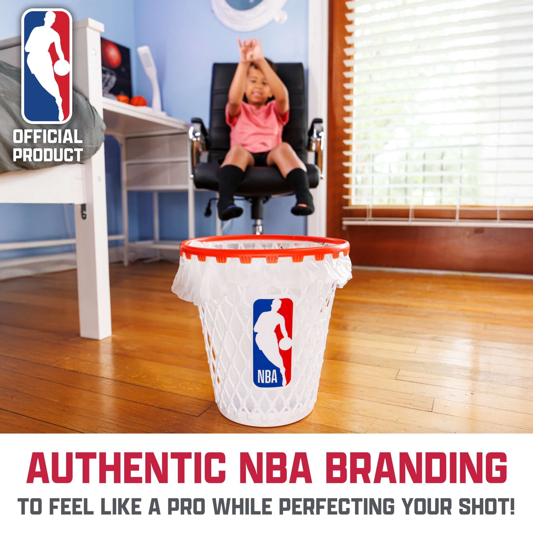 Franklin Sports NBA Mini Hoop Waste Bin – 11" Basketball-Themed Trash Can with Removable Rim for Kids’ Rooms, Dorms, and Fun Indoor Paper Toss Play – Official NBA Branding, Practical & Playful Design