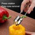 thumbnail image 3 of Descorazonador de frutas de acero inoxidable para manzanas, peras y melocotones, diseño de doble tamaño, utensilio de cocina., 3 of 8
