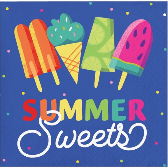Summer Sweets Ice Cream & Popsicle Party Beverage Napkins 16ct
