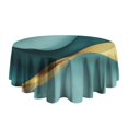 thumbnail image 5 of Teal Marble Gold Wave Pattern Round Tablecloth 60"x60",Wrinkle Wipeable Table Cloth for Kitchen Dining Room Picnic Patio Party, 5 of 6
