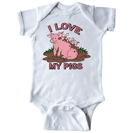 

Inktastic I Love My Pigs with Cute Pig Family Gift Baby Boy or Baby Girl Bodysuit