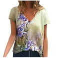 thumbnail image 2 of Puntoco Tallas grandes Mujer Manga corta Impreso Cuello en V Tops Camiseta Blusa Puntoco Puntoco-2359, 2 of 5