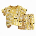 thumbnail image 3 of Kaprioy Toddler Boys Outfit Kids Summer Short Sleeve Pure Cotton Cartoon T Shirt Shorts Set Boys' Clothing Sets Baby Boy Clothes, 3 of 5