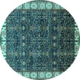 thumbnail image 1 of Ahgly Company Machine Washable Indoor Round Oriental Turquoise Blue Industrial Area Rugs, 6' Round, 1 of 4
