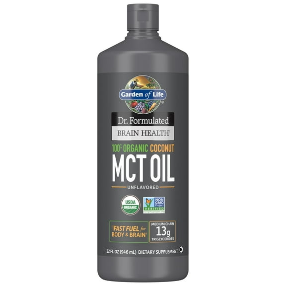 Dr. Formulated Brain Health Organic Coconut MCT Oil, Unflavored, 32 fl oz