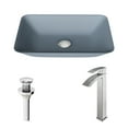 thumbnail image 5 of VIGO Matte Shell Sottile Glass Rectangular Vessel Bathroom Sink in Blue with Duris Faucet and Pop-up Drain in Chrome, 5 of 10