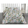 thumbnail image 2 of Ambesonne Floral Design Quilted Coverlet 3 Pcs, Asian Floral Spring, King Size, Pale Pink Forest Green, 2 of 4