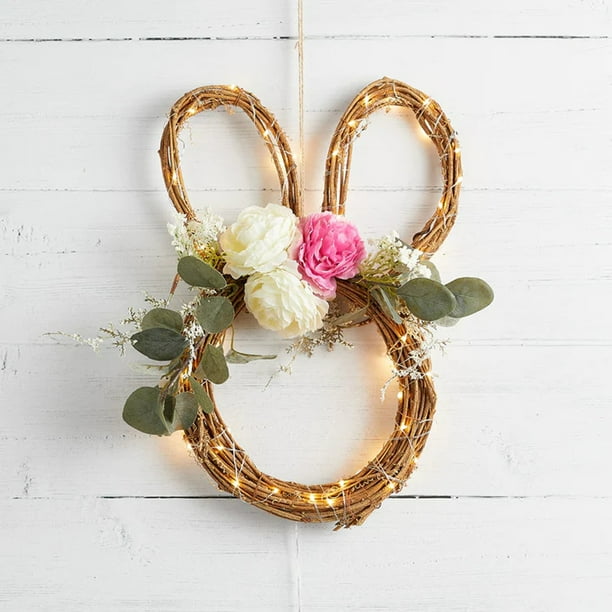 Decoración de puerta con corona de Pascua | Guirnalda artificial de primavera con flores vibrantes | Cartel de bienvenida para puerta principal | Decoración para hogar, boda, banquete, fiesta