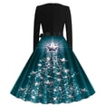 thumbnail image 4 of EGNMCR Robes de Soirée pour Femmes, Robes Formelles pour Femmes, Robes de Cocktail pour Femmes à Manches Longues Robe à Col en V Mode pour Femmes Décontractée à Manches Longues Robe à Imprimé de Noël à Col en V Longueur Genou Robe pour Femmes, 4 of 4