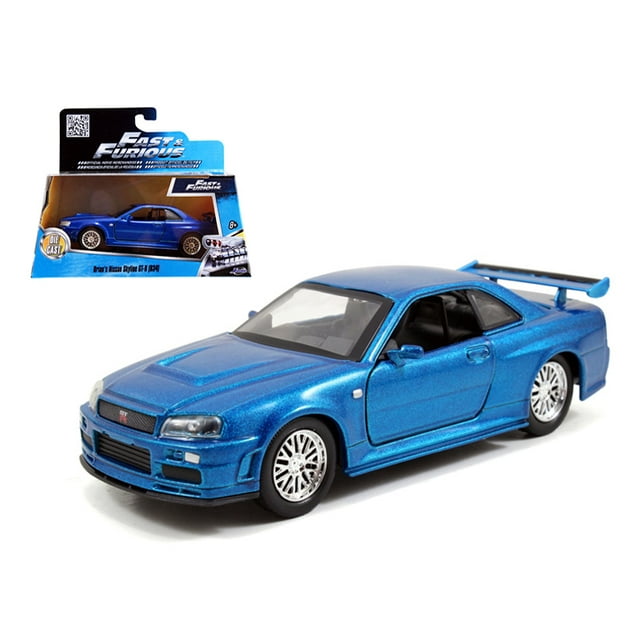 Coche de Diecast Jada Toys Nissan Skyline GT-R R34 Azul 1/32 Fast & Furious
