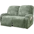 thumbnail image 1 of Nvzi 6 piezas de fundas de sofá reclinables de felpa de jacquard geométrico, suaves y esponjosas, protector de muebles antideslizante con base elástica para niños, gatos y perros (verde, 2 asientos), 1 of 4