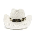 thumbnail image 6 of Beach Hat , Sun Hat Women , Hat Women Stylish Summer Western Cowboy Hat for Women and Men Breathable Shapeable Straw Sun Hat with Hollow Design, 6 of 6