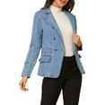 thumbnail image 5 of DARING DIVA Women's Lapel Jeans Blazer Denim Jacket W Pockets M Baby Blue, 5 of 6