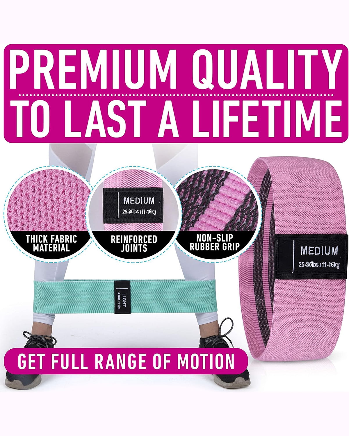 Resistance Bands for Working Out, 4 Booty Bands Fabric Elastic Bands for Exercise Bands Resistance Bands for Legs Bands for Working Out Hip Thigh Glute Bands Set