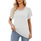 thumbnail image 1 of Gibobby Blusa Casual de Mujer Camiseta manga corta suelta plisada con cuello redondo liso verano para mujer(Blanco,XL), 1 of 4