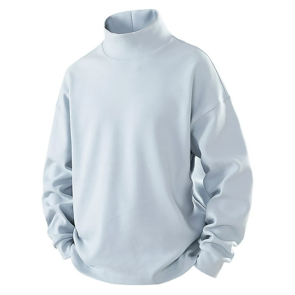 Mens Mock Neck Thin Sweaters, Long Sleeve Pullover for Men Fall Fashion Loose Fit Solid Color Knitted Fleece Sweater M-3XL